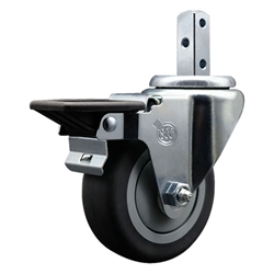3/4 inch square stem swivel casters with 3-1/2 inch thermoplastic rubber tread wheel featuring posi lock brake