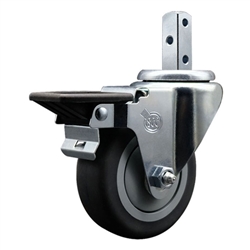 7/8 inch square stem swivel casters with 3-1/2 inch thermoplastic rubber tread wheel featuring posi lock brake