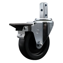 Service Caster #20 Series 3/4 inch square stem swivel casters with 4 inch polyolefin wheel featuring posi lock brake and zinc plated finish.
