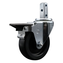 Service Caster #20 Series 7/8 inch square stem swivel casters with 4 inch polyolefin wheel featuring posi lock brake and zinc plated finish.
