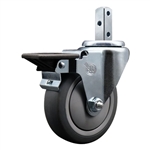 3/4 inch square stem swivel casters with 4 inch thermoplastic rubber tread wheel featuring posi lock brake