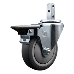 7/8 inch square stem swivel casters with 4 inch thermoplastic rubber tread wheel featuring posi lock brake