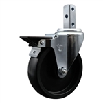 Service Caster #20 Series 3/4 inch square stem swivel casters with 5 inch polyolefin wheel featuring posi lock brake and zinc plated finish.