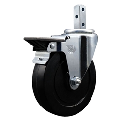 3/4 inch square stem swivel casters with 5 inch soft rubber wheel featuring posi lock