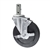 5" Soft Rubber Swivel Caster with Square Stem and Brake