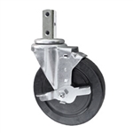 5" Soft Rubber Swivel Caster with Square Stem and Brake