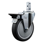 3/4 inch square stem swivel casters with 5 inch thermoplastic rubber tread wheel featuring posi lock brake