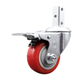 3" Polyurethane Caster with Square Stem and Brake