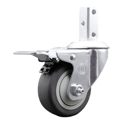 3/4 inch square stem swivel casters with 3 inch thermoplastic rubber tread wheel featuring total lock brake