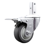 7/8 inch square stem swivel casters with 3 inch thermoplastic rubber tread wheel featuring total lock brake