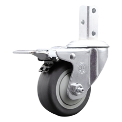7/8 inch square stem swivel casters with 3 inch thermoplastic rubber tread wheel featuring total lock brake