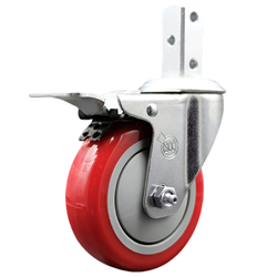 4" Polyurethane Caster with Square Stem and Brake
