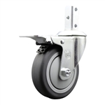 7/8 inch square stem swivel casters with 4 inch thermoplastic rubber tread wheel featuring total lock brake