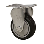 3" Stainless Steel Rigid Caster with Black Polyurethane Tread