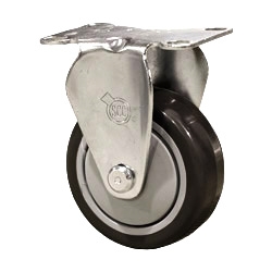 3-1/2" Stainless Steel Rigid Caster with Black Polyurethane Tread