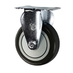 4" Stainless Steel Rigid Caster with Black Polyurethane Tread