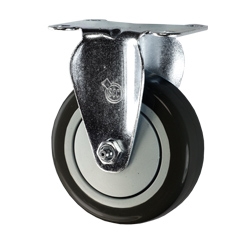 4" Stainless Steel Rigid Caster with Black Polyurethane Tread