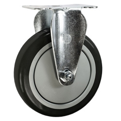 5" Stainless Steel Rigid Caster with Black Polyurethane Tread