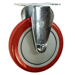 5" Stainless Steel Rigid Caster with Red Polyurethane Tread