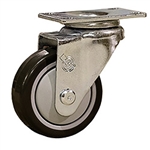 3-1/2" Stainless Steel Swivel Caster with Black Polyurethane Tread