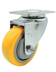 Service Caster #20 Series Stainless Steel swivel casters with 3-1/2 inch by 1-1/4 inch polyurethane tread wheel provide a washable caster solution. These casters are ideal for commercial kitchens, food processing, carts, equipment, and DIY projects. 