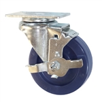 3-1/2" Stainless Steel Swivel Caster with Brake and Solid Polyurethane Wheel