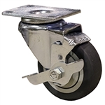 3-1/2" Stainless Steel Swivel Caster with Thermoplastic Rubber Wheel and Brake