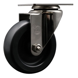Service Caster #20 Series stainless steel swivel casters with 4 inch polyolefin wheel.