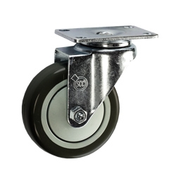 4" Stainless Steel Swivel Caster with Black Polyurethane Tread