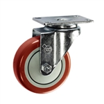 4" Stainless Steel Swivel Caster with Red Polyurethane Tread