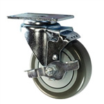 4" Stainless Steel Swivel Caster with Polyurethane Tread and top lock brake