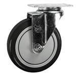 5" Stainless Steel Swivel Caster with Black Polyurethane Tread