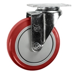 5" Stainless Steel Swivel Caster with Red Polyurethane Tread