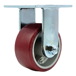Service Caster #30 Series stainless steel rigid casters with 4 inch non-marking polyurethane tread on aluminum core wheel provide a washable caster solution.