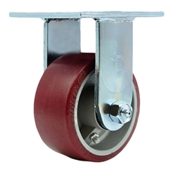 Service Caster #30 Series stainless steel rigid casters with 4 inch non-marking polyurethane tread on aluminum core wheel provide a washable caster solution.