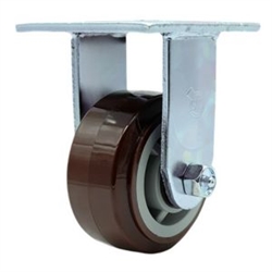 Service Caster #30 Series stainless steel rigid casters with 4 inch non-marking polyurethane tread on polyolefin core wheel provide a washable caster solution.