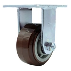 Service Caster #30 Series stainless steel rigid casters with 4 inch non-marking polyurethane tread on polyolefin core wheel provide a washable caster solution.