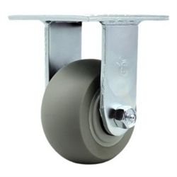 Service Caster #30 Series stainless steel rigid casters with 4 inch non-marking thermoplastic rubber tread (donut face) on polyolefin core wheel provide a washable caster solution.