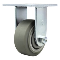 Service Caster #30 Series stainless steel rigid casters with 4 inch non-marking thermoplastic rubber tread (flat face) on polyolefin core wheel provide a washable caster solution.