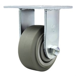 Service Caster #30 Series stainless steel rigid casters with 4 inch non-marking thermoplastic rubber tread (flat face) on polyolefin core wheel provide a washable caster solution.