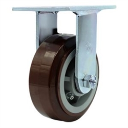 Service Caster #30 Series stainless steel rigid casters with 5 inch non-marking polyurethane tread on polyolefin core wheel provide a washable caster solution.