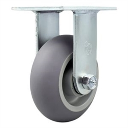 Service Caster #30 Series stainless steel rigid casters with 5 inch non-marking thermoplastic rubber tread (donut face) on polyolefin core wheel provide a washable caster solution.
