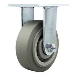 Service Caster #30 Series stainless steel rigid casters with 5 inch non-marking thermoplastic rubber tread (flat face) on polyolefin core wheel provide a washable caster solution.