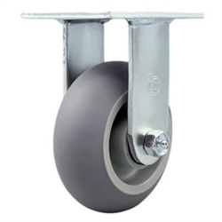 Service Caster #30 Series stainless steel rigid casters with 5 inch non-marking thermoplastic rubber tread (donut face) on polyolefin core wheel provide a washable caster solution.