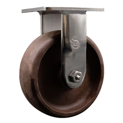 Service Caster #30 Series stainless steel high temperature rigid casters with 6 inch glass filled nylon wheel provide a washable caster solution.