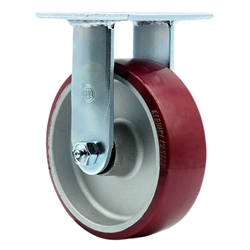 Service Caster #30 Series stainless steel rigid casters with 6 inch non-marking polyurethane tread on aluminum core wheel provide a washable caster solution.