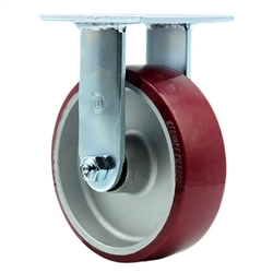 Service Caster #30 Series stainless steel rigid casters with 6 inch non-marking polyurethane tread on aluminum core wheel provide a washable caster solution.