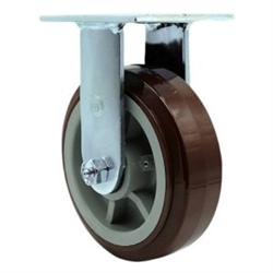 Service Caster #30 Series stainless steel rigid casters with 6 inch non-marking polyurethane tread on polyolefin core wheel provide a washable caster solution.