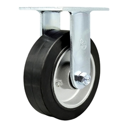 Service Caster #30 Series stainless steel rigid casters with 6 inch moldon rubber tread on aluminum core wheel provide a washable caster solution.