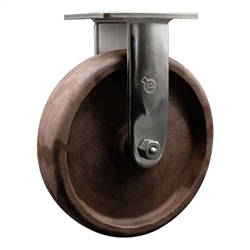 Service Caster #30 Series stainless steel high temperature rigid casters with 8 inch glass filled nylon wheel provide a washable caster solution.